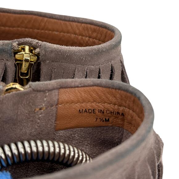 Kate Spade Betsie Fringe Boots Women's SZ 7.5 Gray Boho Folk Western Coachella - Picture 8 of 9